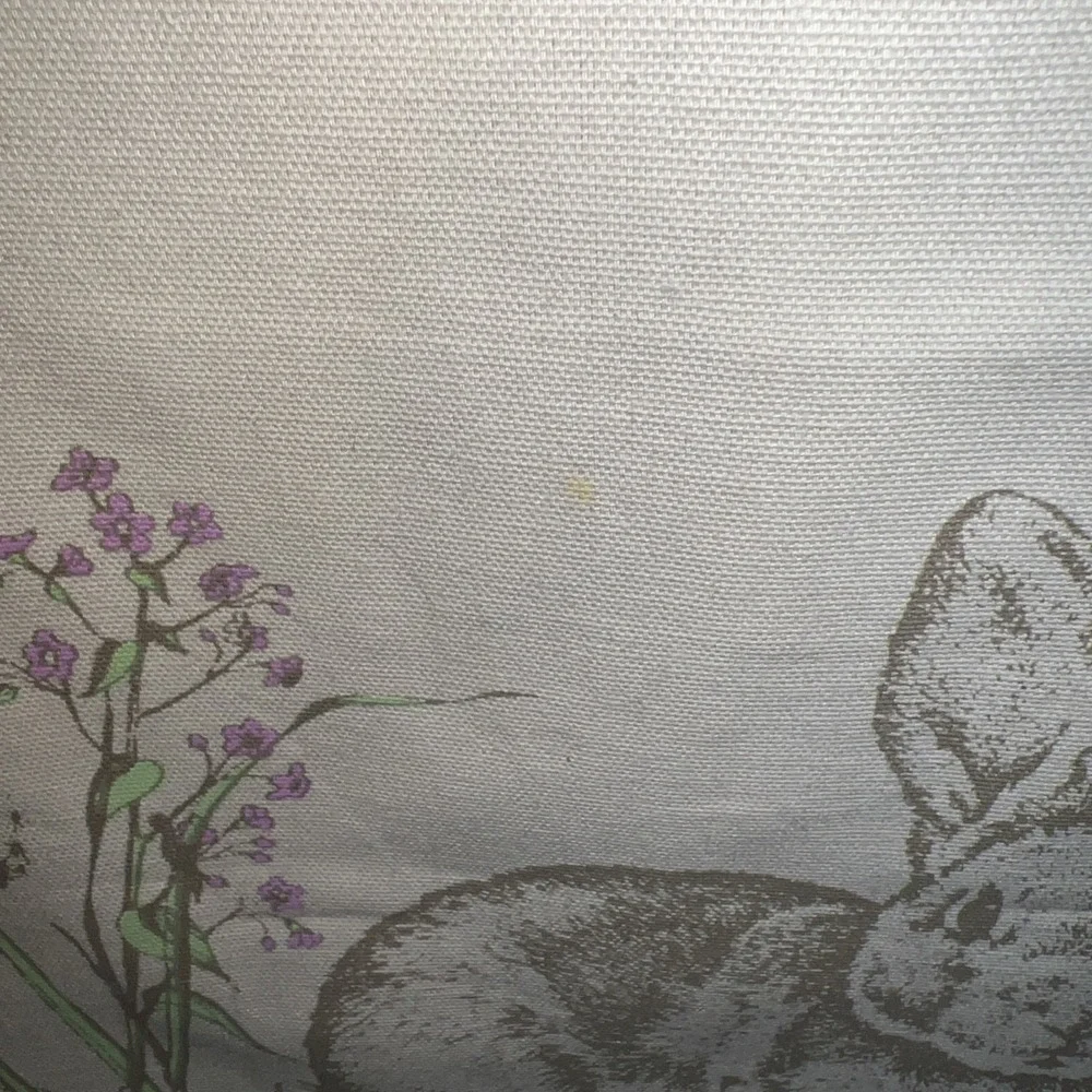 Bunny Rabbit IVORY Table Runner Easter Spring Floral 100% Cotton 18